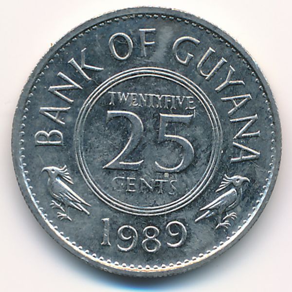 Гайана, 25 центов (1989 г.)