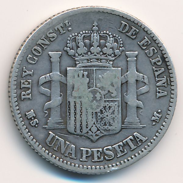 Испания, 1 песета (1882 г.)