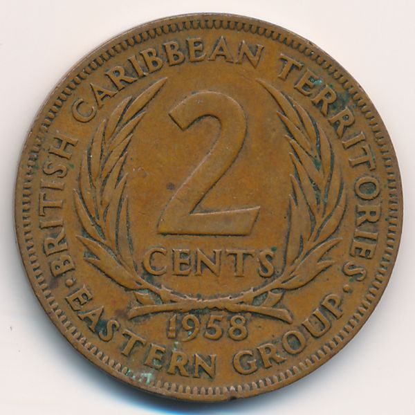 Восточные Карибы, 2 цента (1958 г.)