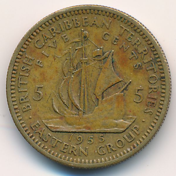 Восточные Карибы, 5 центов (1955 г.)