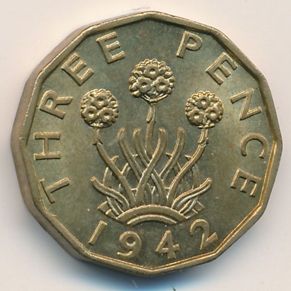 Великобритания, 3 пенса (1942 г.)
