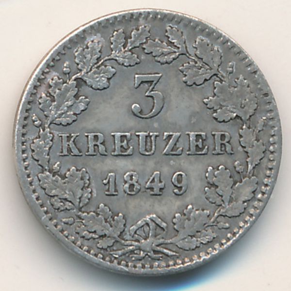 Бавария, 3 крейцера (1849 г.)