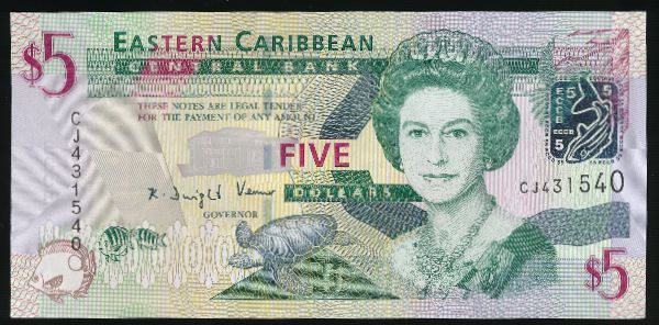 Восточные Карибы, 5 долларов (2008 г.)