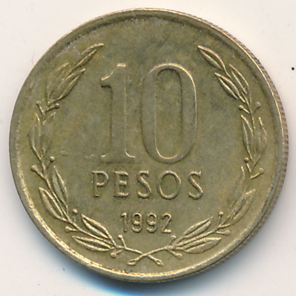 Чили, 10 песо (1992 г.)