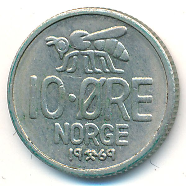 Норвегия, 10 эре (1969 г.)