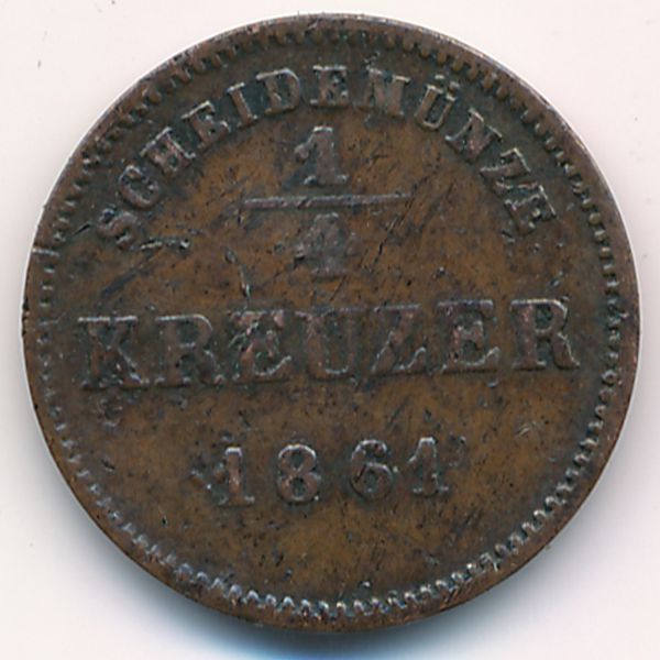 Шварцбург-Рудольфштадт, 1/4 крейцера (1861 г.)