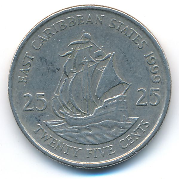 Восточные Карибы, 25 центов (1999 г.)