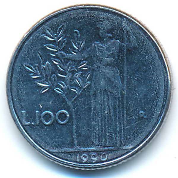 Италия, 100 лир (1990 г.)
