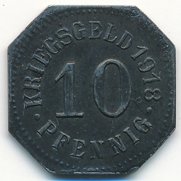 Зигмаринген., 10 пфеннигов (1918 г.)