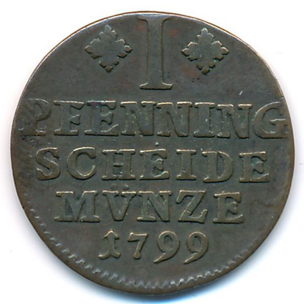 Брауншвейг-Вольфенбюттель, 1 пфеннинг (1799 г.)