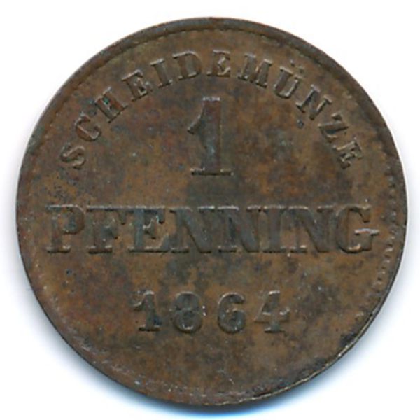 Бавария, 1 пфеннинг (1864 г.)