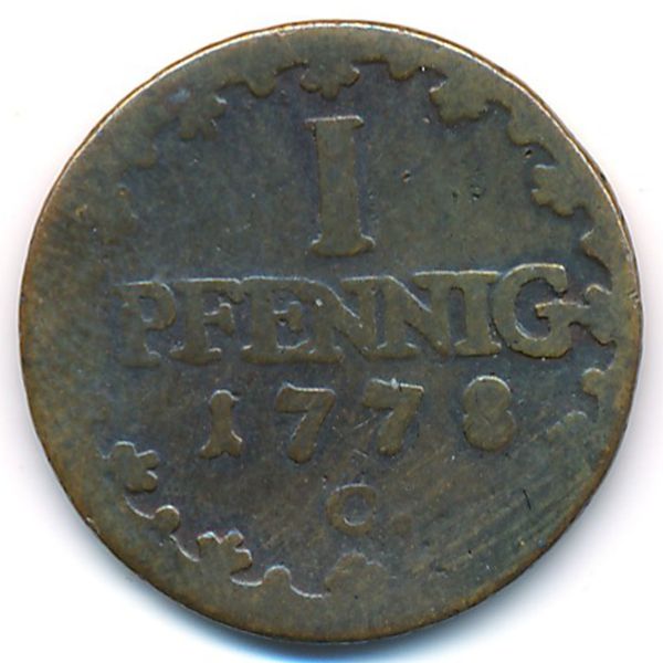 Саксония, 1 пфенниг (1778 г.)