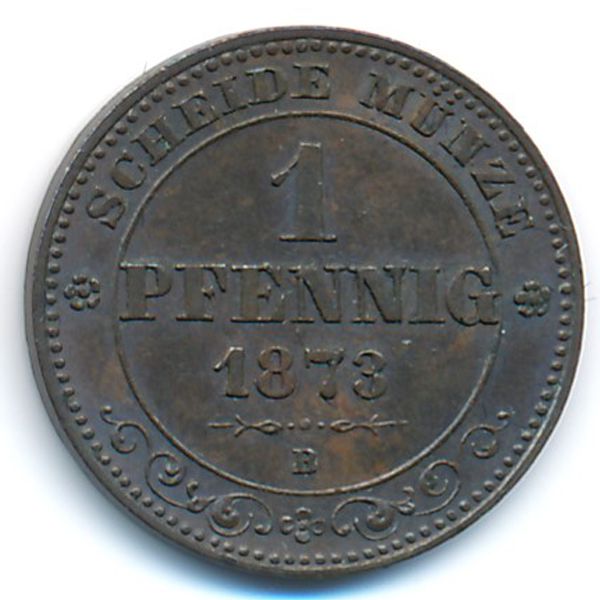 Саксония, 1 пфенниг (1873 г.)