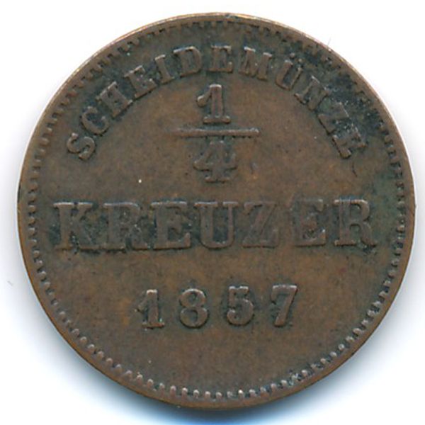 Шварцбург-Рудольфштадт, 1/4 крейцера (1857 г.)