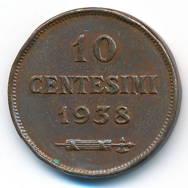 Сан-Марино, 10 чентезимо (1938 г.)