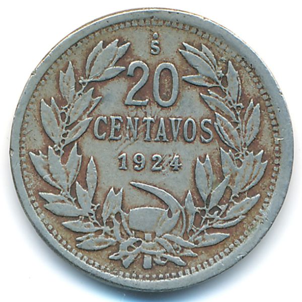 Чили, 20 сентаво (1924 г.)