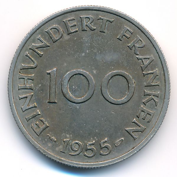 Саар, 100 франков (1955 г.)
