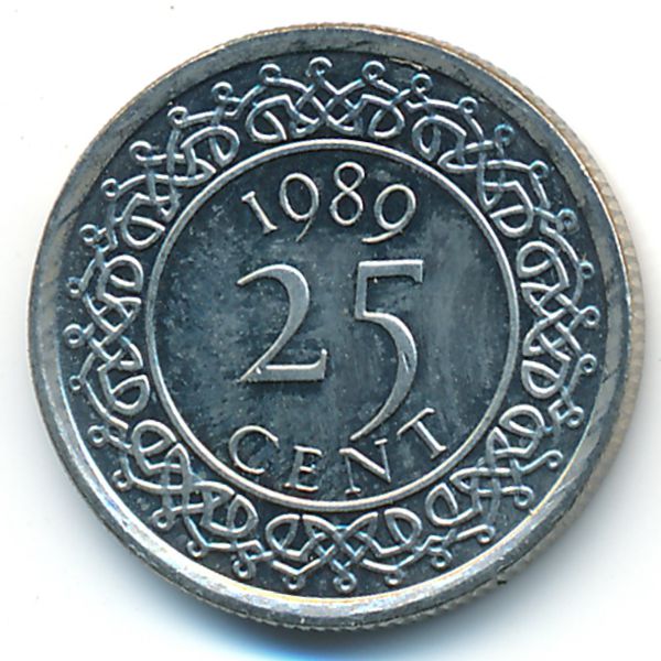 Суринам, 25 центов (1989 г.)