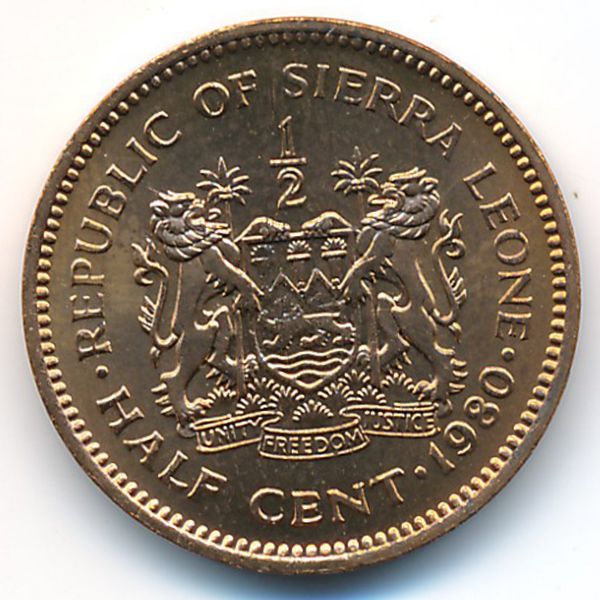Сьерра-Леоне, 1/2 цента (1980 г.)