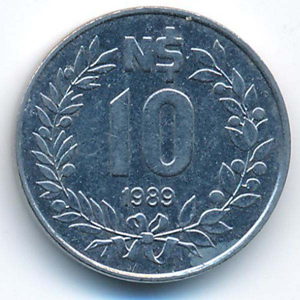 Уругвай, 10 новых песо (1989 г.)