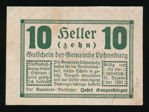 Нотгельды Австрии, 10 геллеров
