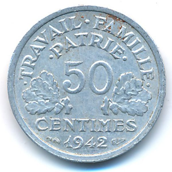 Франция, 50 сентим (1942 г.)