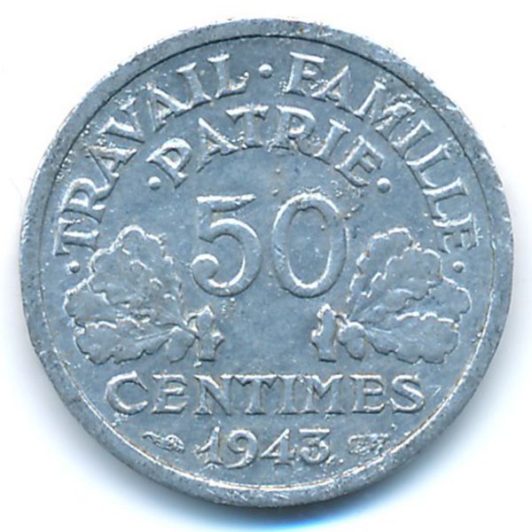 Франция, 50 сентим (1943 г.)