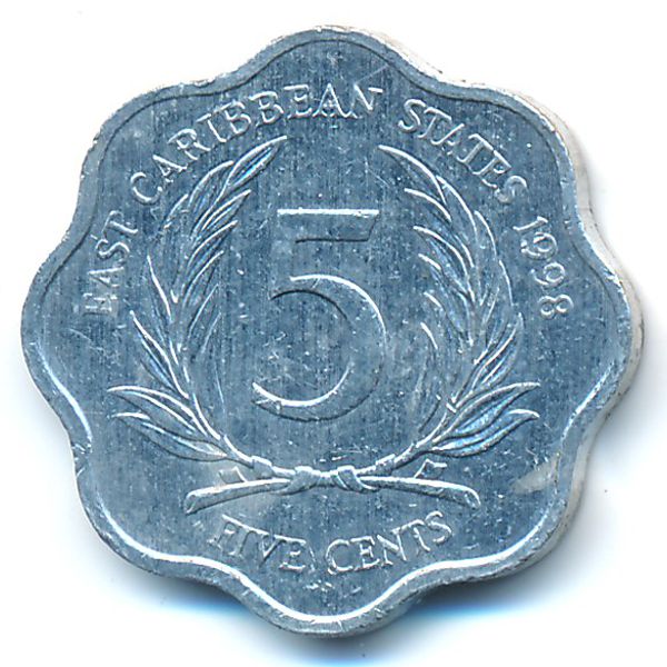 Восточные Карибы, 5 центов (1998 г.)