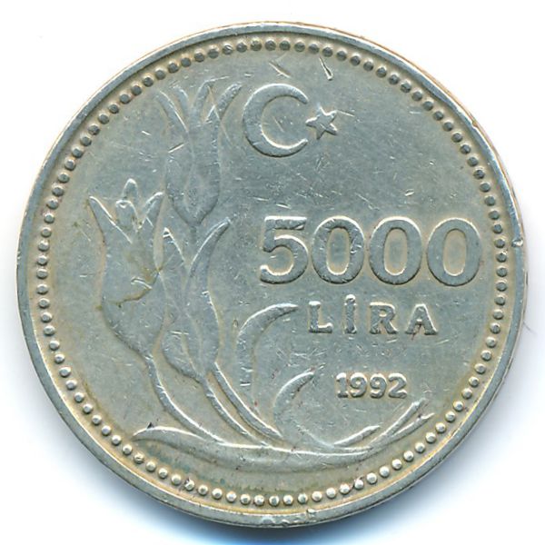 Турция, 5000 лир (1992 г.)