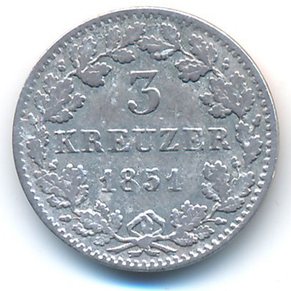 Бавария, 3 крейцера (1851 г.)