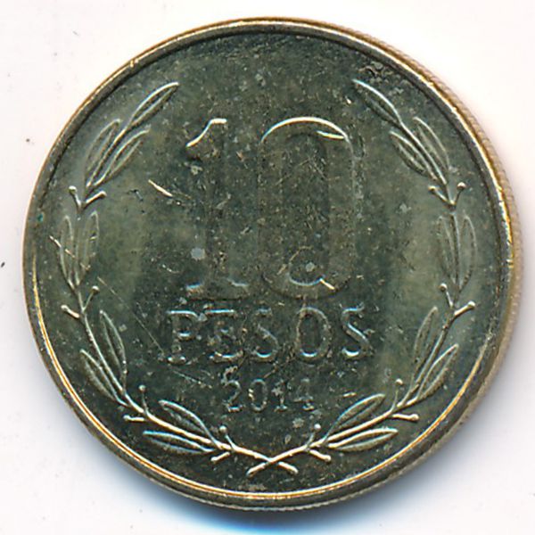 Чили, 10 песо (2014 г.)