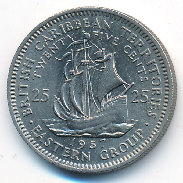 Восточные Карибы, 25 центов (1957 г.)