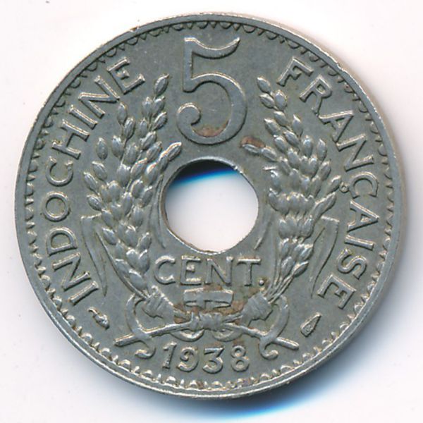 Французский Индокитай, 5 центов (1938 г.)