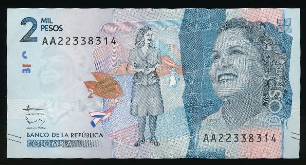 Колумбия, 2000 песо (2015 г.)