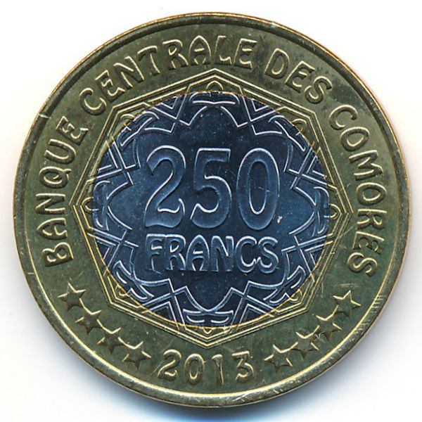 Коморские острова, 250 франков (2013 г.)