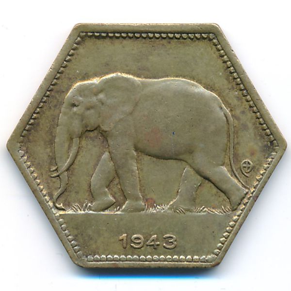 Belgian Congo, 2 francs, 1943