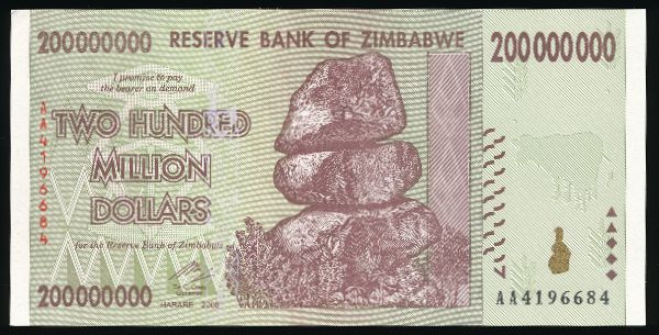 Зимбабве, 200000000 долларов (2008 г.)