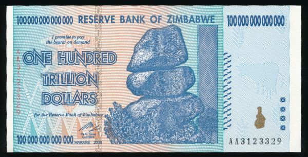 Зимбабве, 100000000000000 долларов (2008 г.)