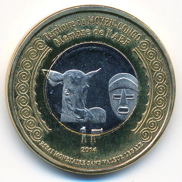 Французское Конго., 1 франк (2014 г.)