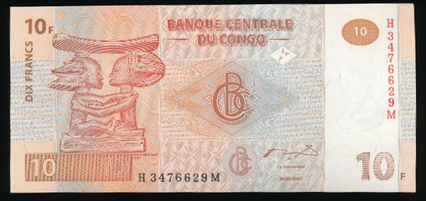 Конго, 10 франков (2003 г.)