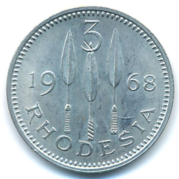 Родезия, 3 пенса-2 1/2 цента (1968 г.)
