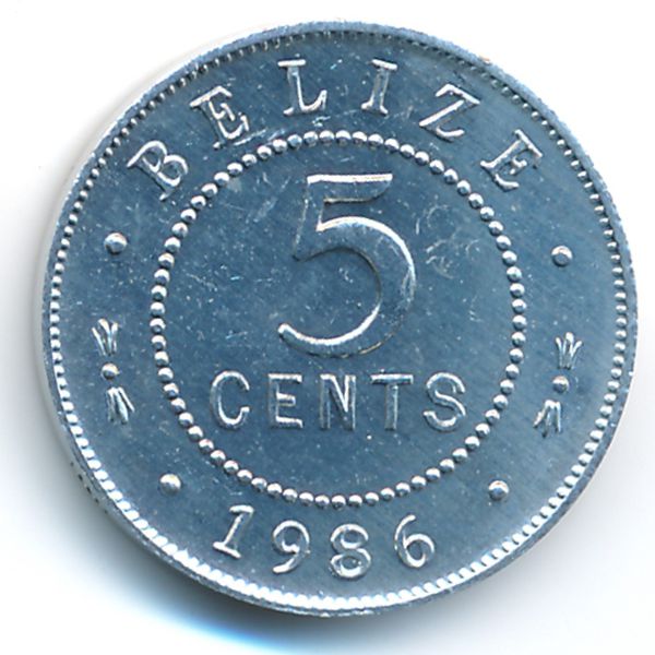 Белиз, 5 центов (1986 г.)