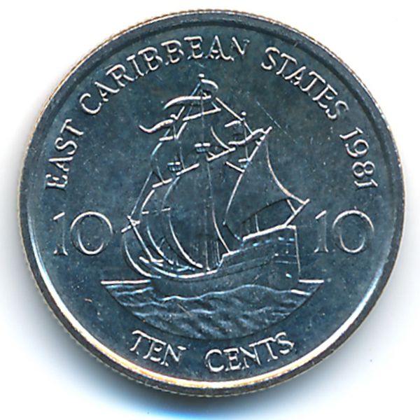 Восточные Карибы, 10 центов (1981 г.)