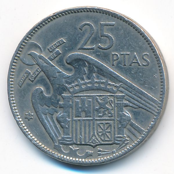 Испания, 25 песет (1957 г.)