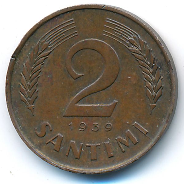 Латвия, 2 сантима (1939 г.)