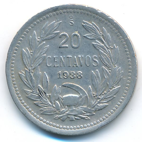 Чили, 20 сентаво (1938 г.)