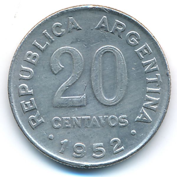 Аргентина, 20 сентаво (1952 г.)