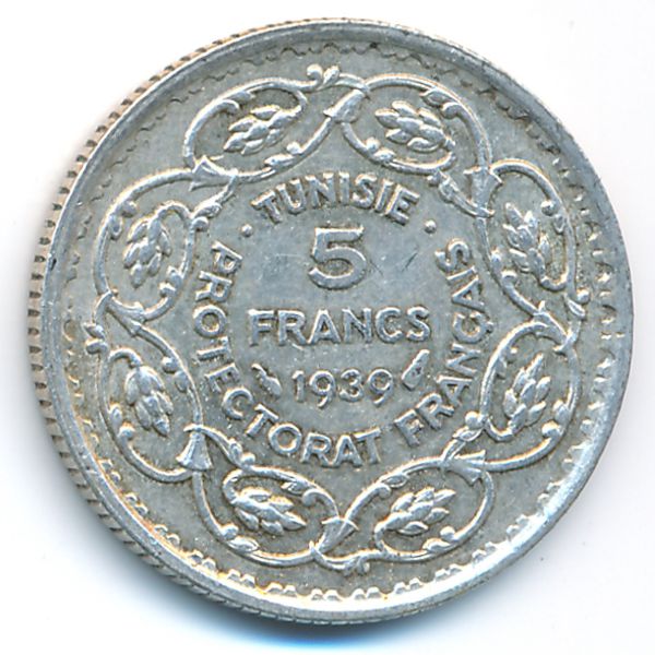 Тунис, 5 франков (1939 г.)