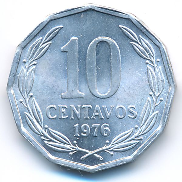 Чили, 10 сентаво (1976 г.)