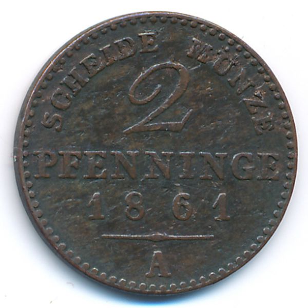 Пруссия, 2 пфеннинга (1861 г.)